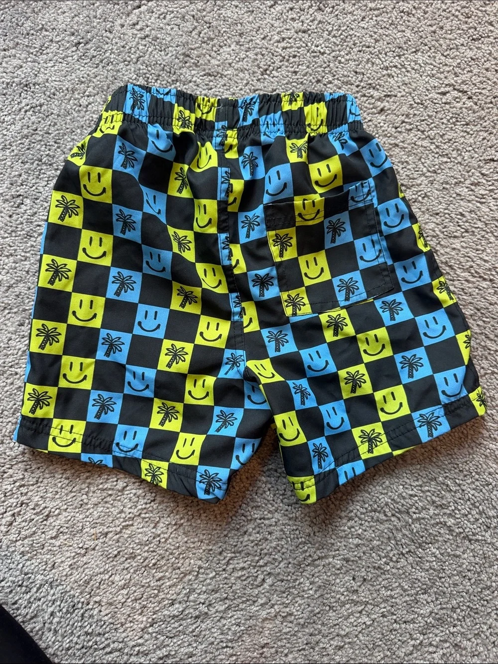 MISH Kids Checkerboard Swim Trunks in Black, Blue & Lime